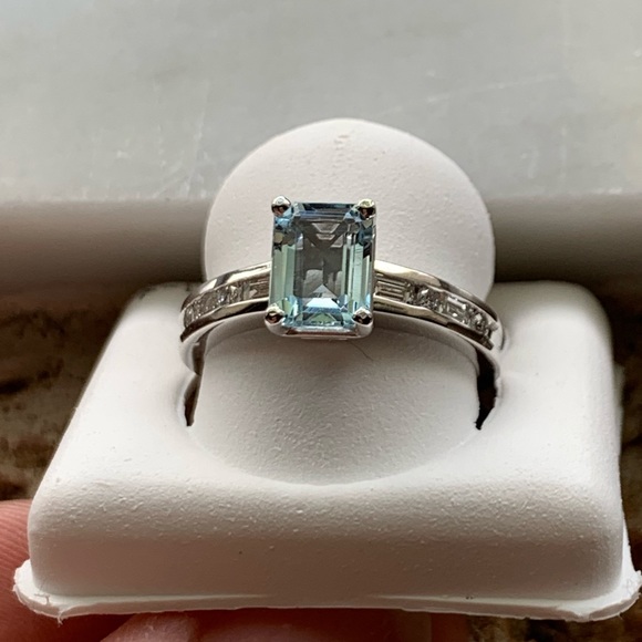 Gansky Jewelry - NEW 14KW Gorgeous Emerald Cut Aqua Marine Ring